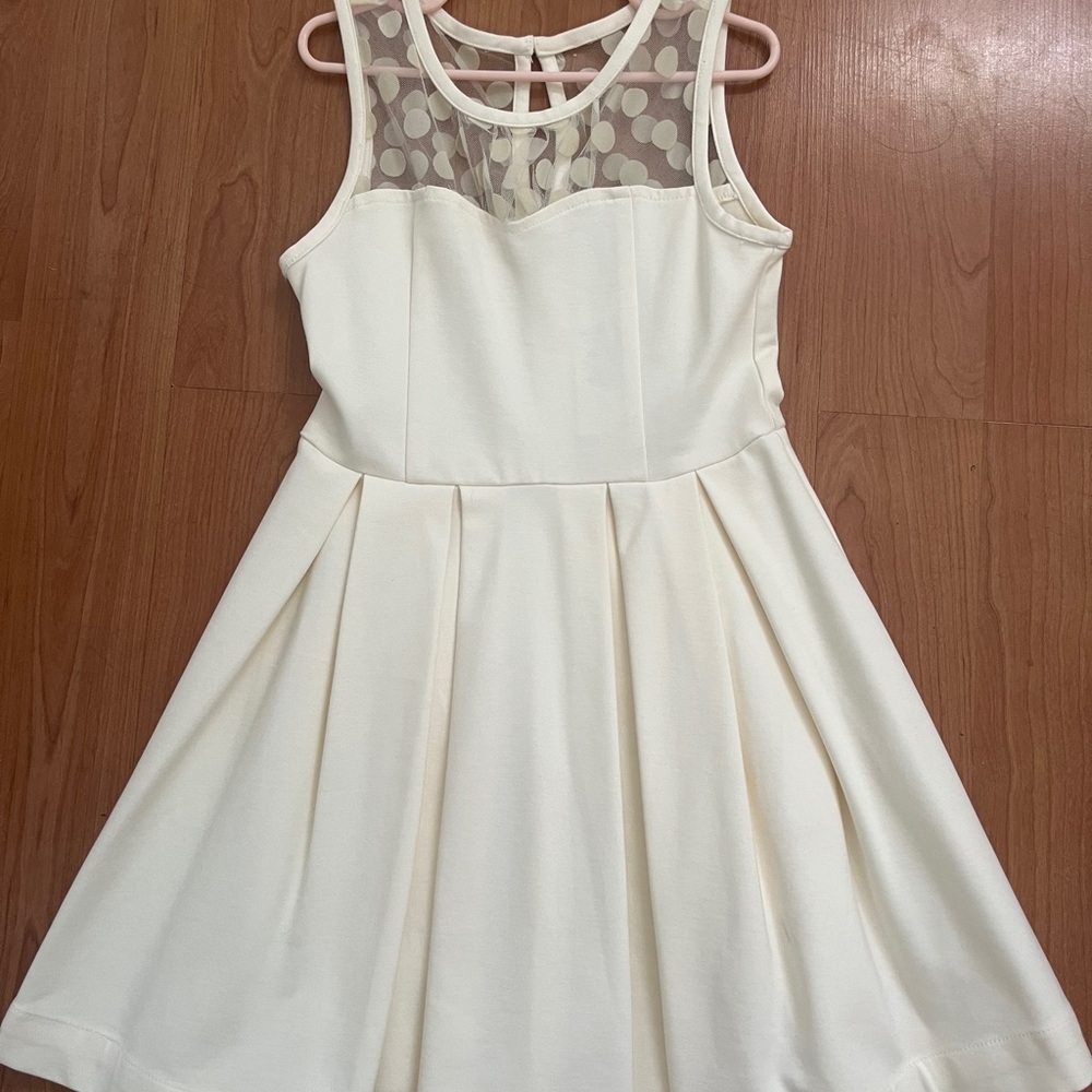 Nordstrom Ivory Kids Dress with Sheer Polka Dot Detail